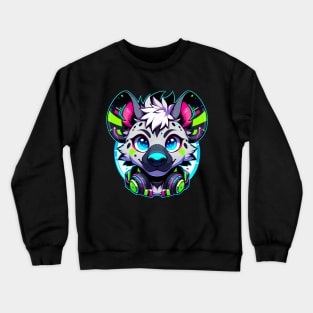 Cyberpunk Neon Furry Anthro Hyena Crewneck Sweatshirt